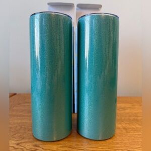 Set of Two Teal Glitter Sublimation Tumblers